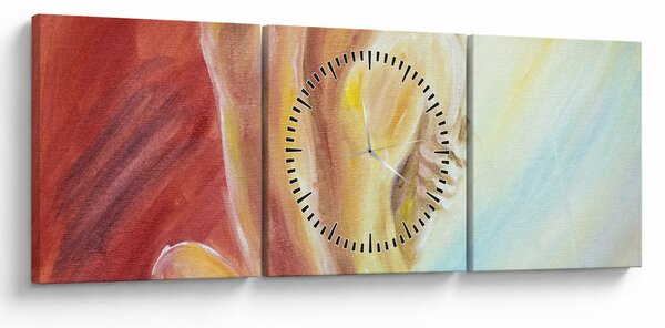 Obraz odpoczywającej kobiety, obraz olejny (z zegarem) (90x30 cm)
