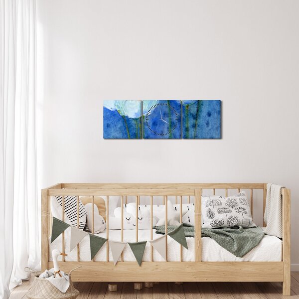 Obraz - Białe tulipany (z zegarem) (90x30 cm)
