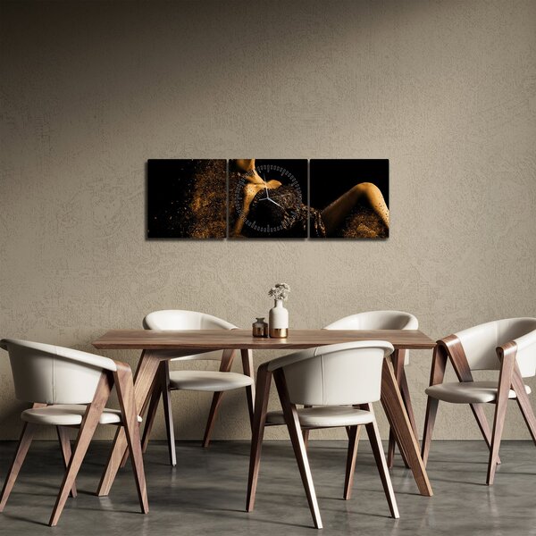 Obraz - Kobieta ze złota (z zegarem) (90x30 cm)