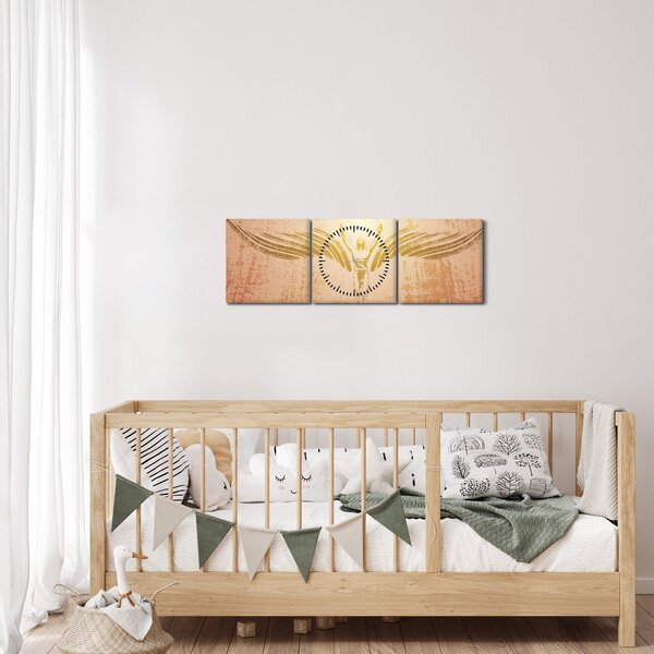 Obraz - Anielska abstrakcja (z zegarem) (90x30 cm)