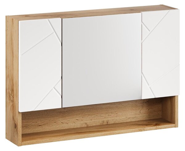 Badplaats Szafka z Lustrem Manello 80 x 17 x 60 cm - Db z Biaym Matem - Szafka z 3 Lustrzanymi Drzwiczkami