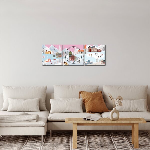 Obraz - Magiczna zima (z zegarem) (90x30 cm)