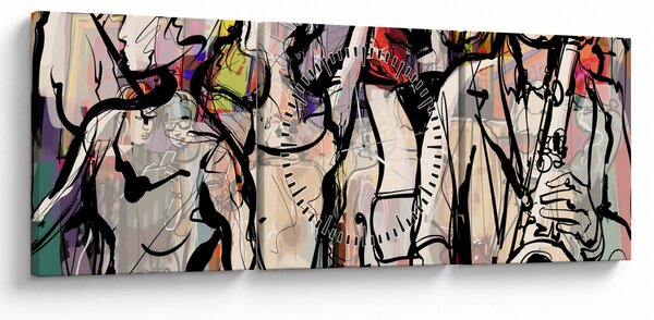 Obraz - Jazzowa noc (z zegarem) (90x30 cm)