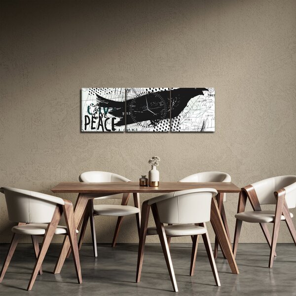 Obraz - Street art - ptak (z zegarem) (90x30 cm)
