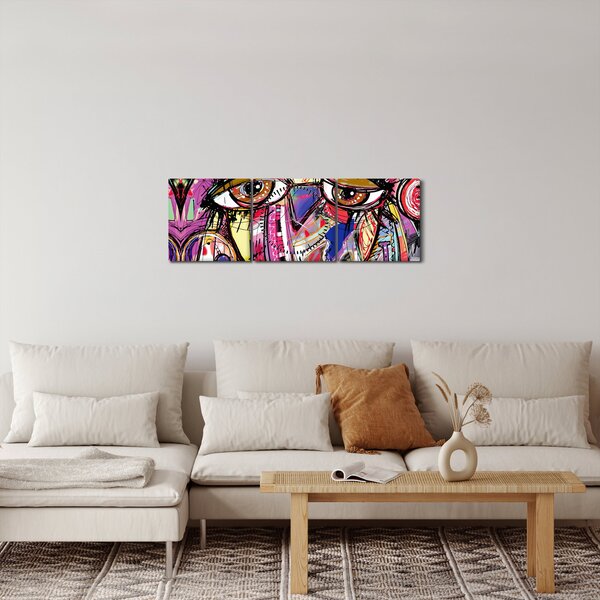 Obraz - Street art - sowa (z zegarem) (90x30 cm)