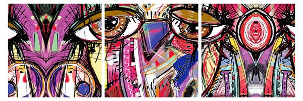 Obraz - Street art - sowa (z zegarem) (90x30 cm)
