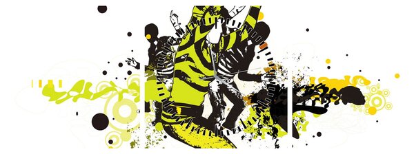 Obraz - Street dance (z zegarem) (90x30 cm)