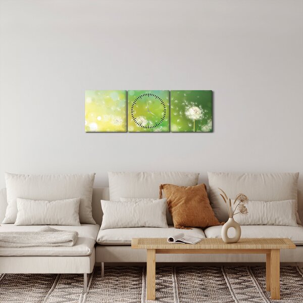 Obraz - Kwitnące mlecze (z zegarem) (90x30 cm)