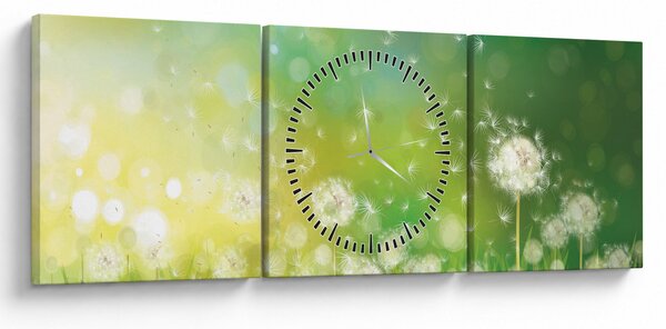 Obraz - Kwitnące mlecze (z zegarem) (90x30 cm)