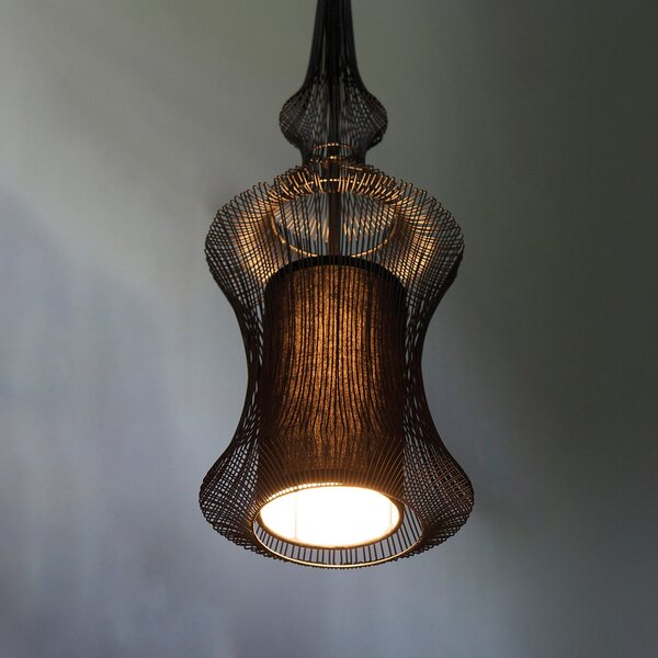Lampa Wisząca Forestier, Tibet, ściemnialny, czarny, salon, metal, design