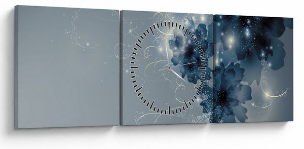 Obraz - Delikatne kwiaty (z zegarem) (90x30 cm)