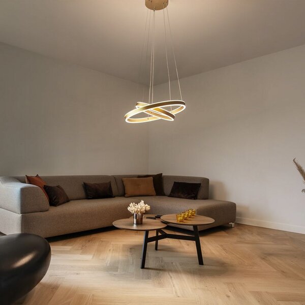 Lampa Wisząca SLV, One Double, ściemnialny, złoty | mosiężny, salon, metal, nowoczesny