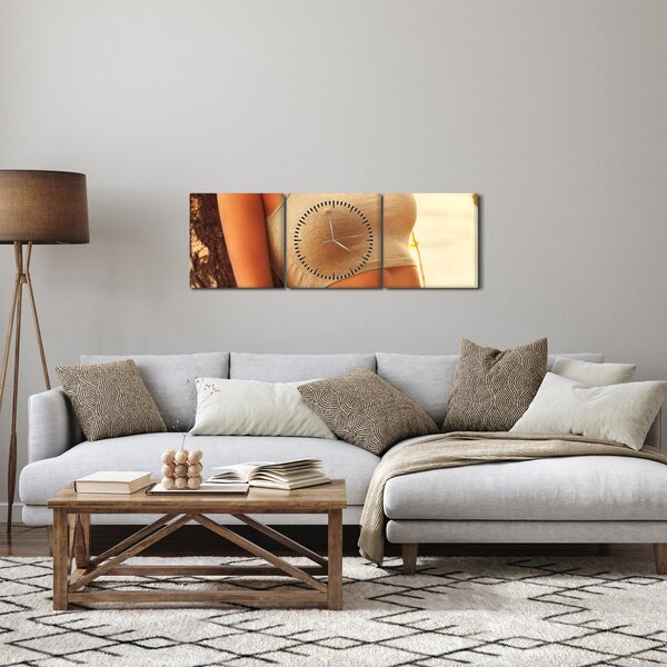 Obraz - Kobieta przy drzewie (z zegarem) (90x30 cm)