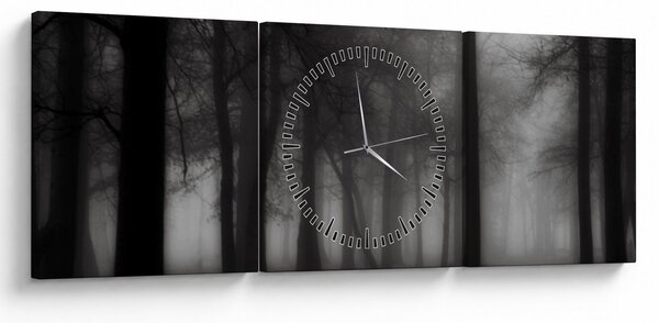 Obraz - Las we mgle (z zegarem) (90x30 cm)
