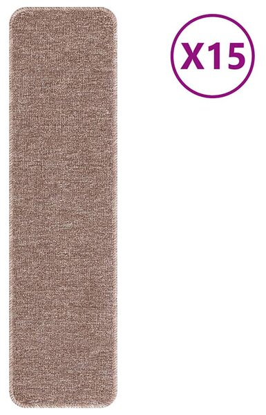 Mats antypoślizgowe na schody 15 pcs Jasnobrązowy 75 x 20 cm PP