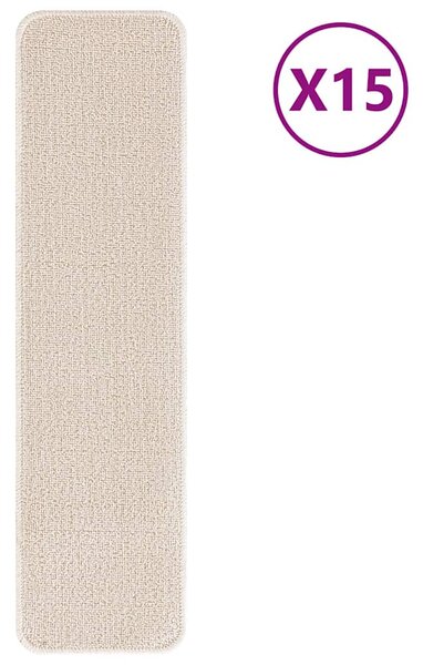 Mats antypoślizgowe na schody 15 pcs Kremowy 75 x 20 cm PP