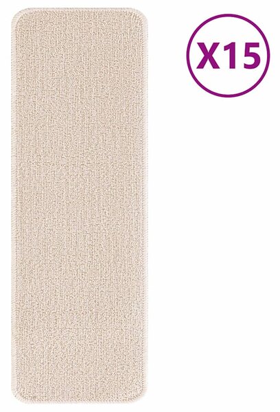 Mats antypoślizgowe na schody 15 pcs Kremowy 60 x 25 cm PP