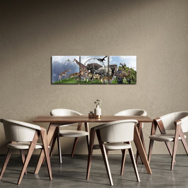 Obraz - Zwierzątka na wyspie (z zegarem) (90x30 cm)