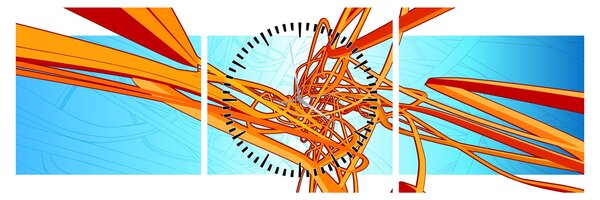 Obraz - Splecione linie, abstrakcja (z zegarem) (90x30 cm)