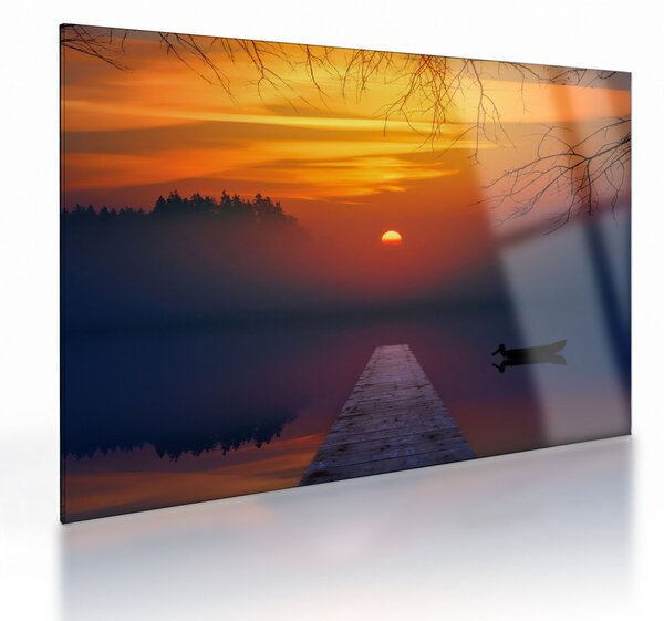 Obraz na szkle - most o zachodzie słońca (70x50 cm)
