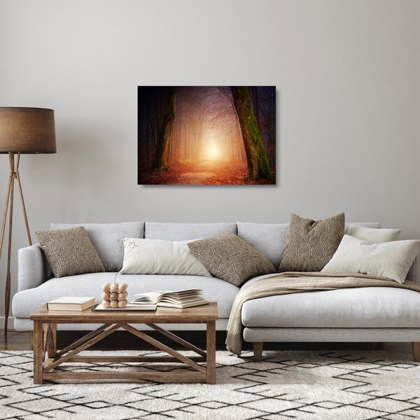 Obraz na szkle - jesienny las we mgle (70x50 cm)