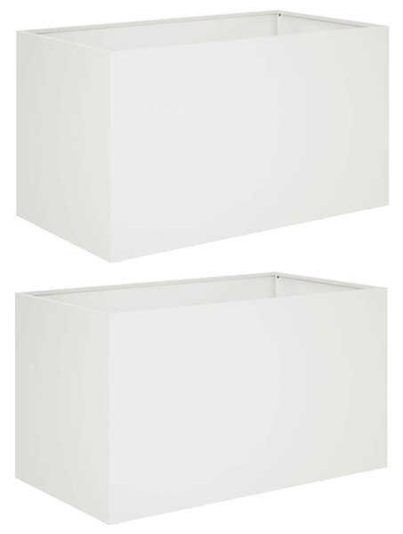 Doniczka ogrodowa 2 szt. Biały 80 x 50 x 50 cm Stal zimnogięta
