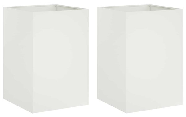 Doniczka ogrodowa 2 szt. Biały 50 x 50 x 75 cm Stal zimnogięta