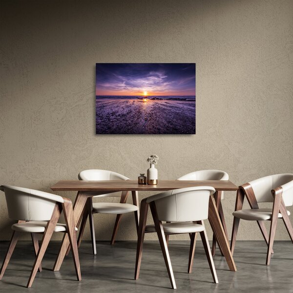 Obraz na szkle - plaża - zachód słońca (70x50 cm)