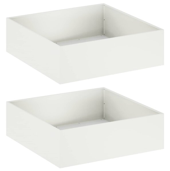 Doniczka ogrodowa 2 szt. Biały 80 x 80 x 30 cm Stal zimnogięta