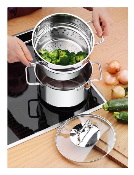 Nierdzewny garnek z pokrywką na makaron WMF Cromargan® Mini, ⌀ 18 cm
