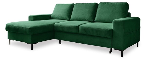 Ciemnozielony sztruksowy rozkładany narożnik (lewostronny) Lofty Lilly – Miuform