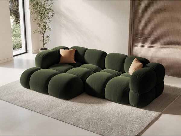 Zielony aksamitny narożnik (lewostronny/z szezlongiem) Loretto – Cosmopolitan Design