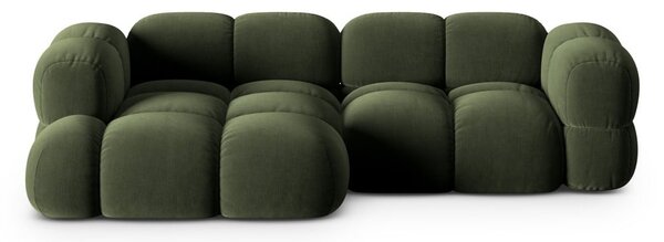 Zielony aksamitny narożnik (lewostronny/z szezlongiem) Loretto – Cosmopolitan Design
