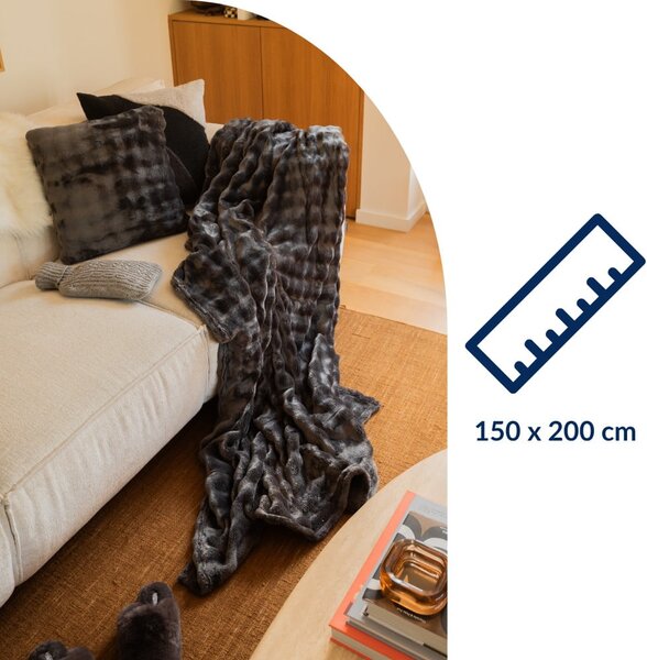 Szary koc z mikropluszu 150x200 cm Wave – Tiseco Home Studio