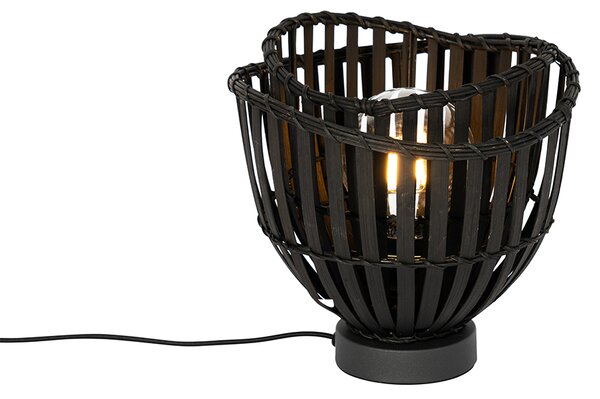 Orientalna lampa stołowa z czarnego bambusa - Pua
