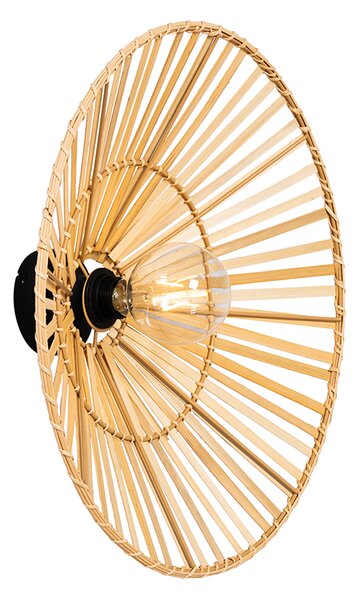 Orientalna lampa ścienna czarna z naturalnym bambusem - Pua