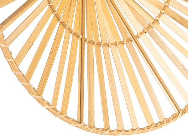 Orientalna lampa ścienna czarna z naturalnym bambusem - Pua