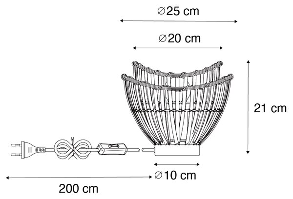 Orientalna lampa stołowa czarna z naturalnym bambusem - Pua Oswietlenie wewnetrzne