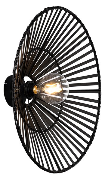 Orientalna lampa ścienna czarna z bambusa - Pua