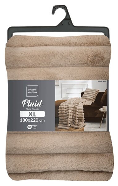 Jasnobrązowy koc z mikropluszu 180x220 cm Boudoir – douceur d'intérieur