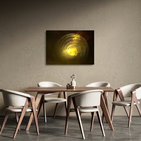 Obraz na szkle - żółta abstrakcyjna spirala (70x50 cm)