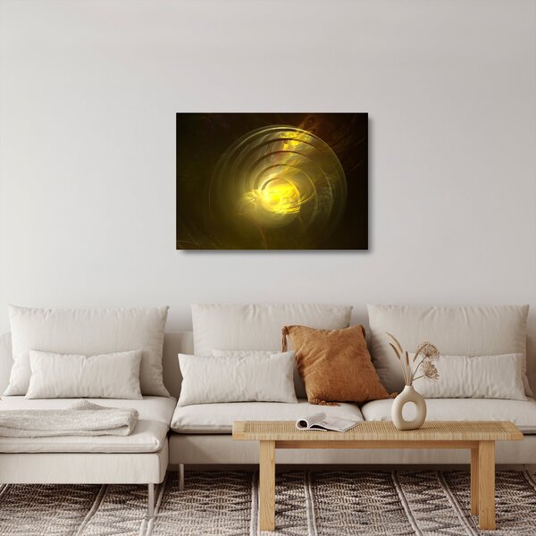 Obraz na szkle - żółta abstrakcyjna spirala (70x50 cm)