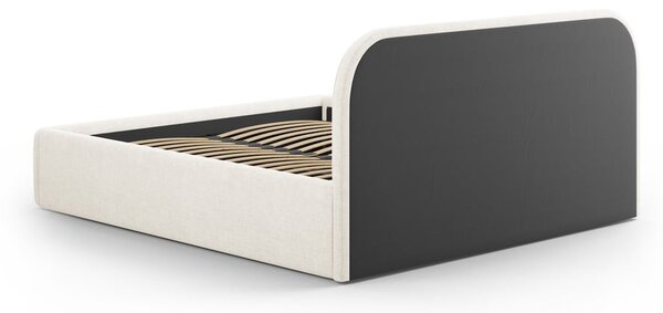 Tapicerowane łóżko dwuosobowe ze schowkiem ze stelażem 140x200 cm w kolorze kości słoniowej Juno – Windsor & Co Sofas