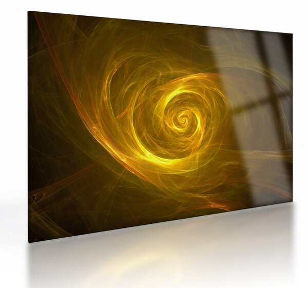 Obraz na szkle - abstrakcyjna żółta spirala (70x50 cm)
