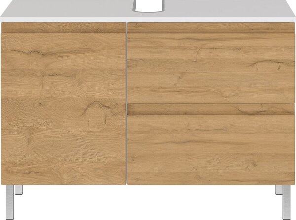 Biała szafka pod umywalkę w dekorze dębu 80x56 cm Torrance – Germania