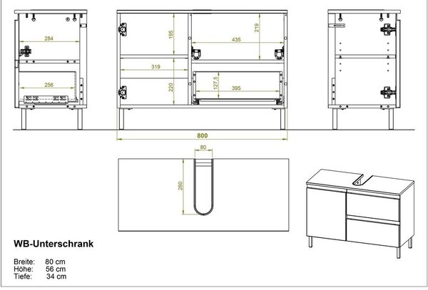 Biała szafka pod umywalkę w dekorze dębu 80x56 cm Torrance – Germania