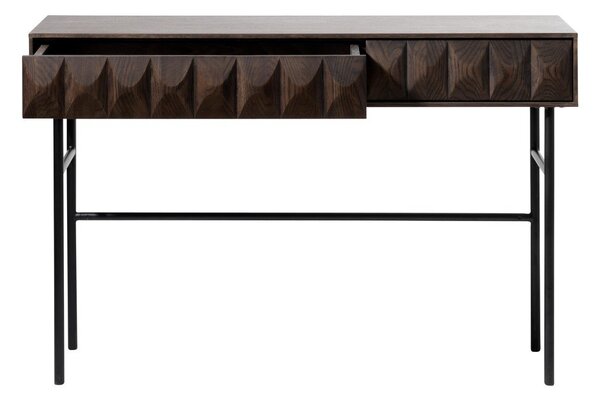 Ciemnobrązowa konsola z blatem w dekorze dębu 39x117 cm Latina – Unique Furniture