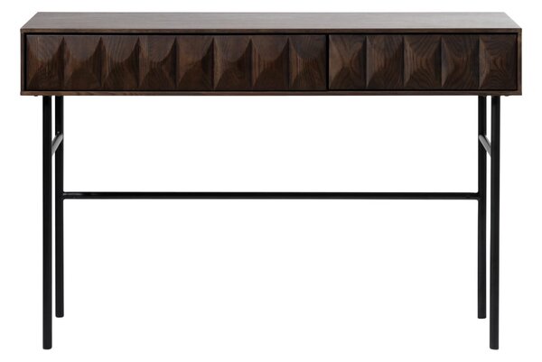 Ciemnobrązowa konsola z blatem w dekorze dębu 39x117 cm Latina – Unique Furniture