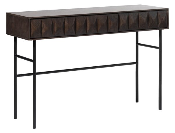 Ciemnobrązowa konsola z blatem w dekorze dębu 39x117 cm Latina – Unique Furniture