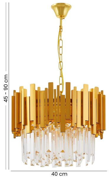 LAMPA WISZĄCA ŻYRANDOL KRYSZTAŁOWY ZŁOTY FERA D40